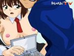 Brünette auf die rasierte Pussy gespritzt bei Hentai-Manga #1