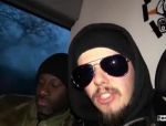 Schwarze Star Kookie Ryan spritzt im Bums-Bus Angel Wicky auf die Titten #2