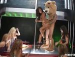 Als Dancing Bear verkleideter Stripper nagelt hübsche Mädels #12