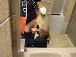 Blondes Teen wird in einer öffentlichen Toilette heftig genagelt #1